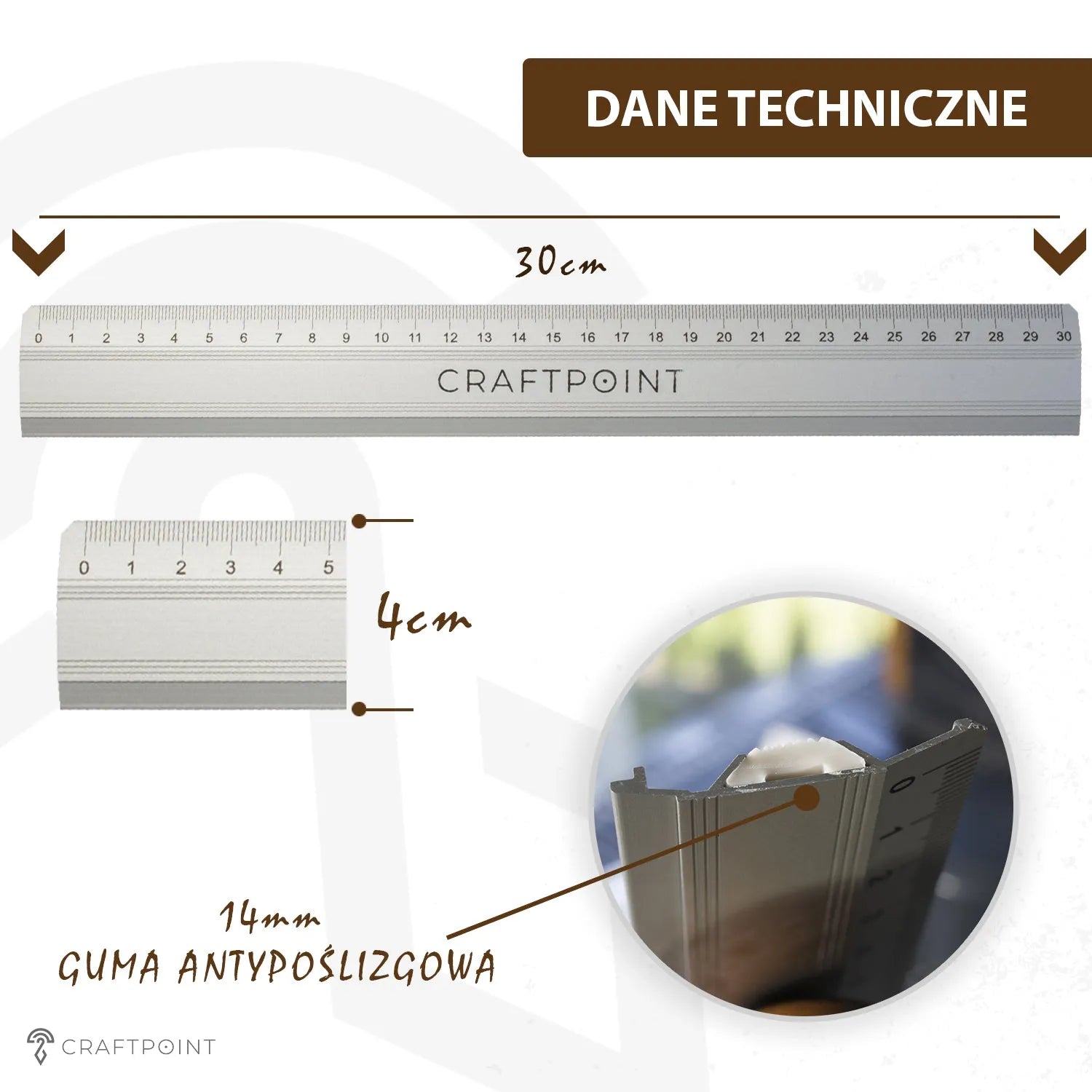 Linijka do cięcia z antypoślizgową wkładką 20cm/30cm – CraftPoint