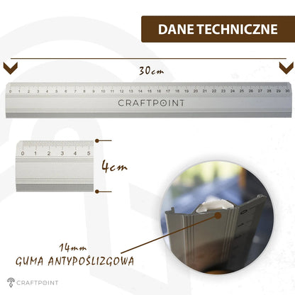 Linijka do cięcia z antypoślizgową wkładką 20cm/30cm – CraftPoint