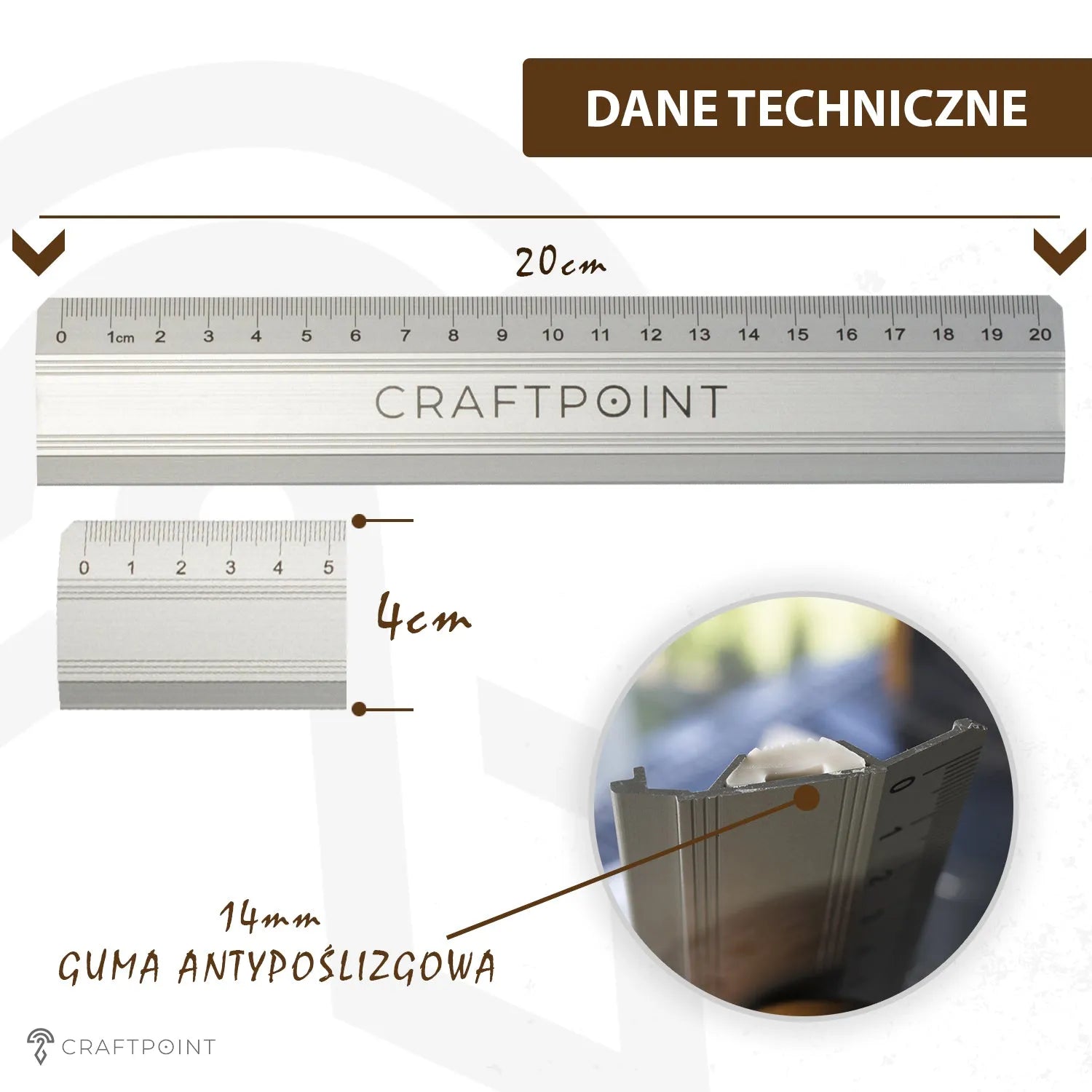 Linijka do cięcia z antypoślizgową wkładką 20cm/30cm – CraftPoint