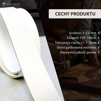 Pas ze skóry naturalnej 3,0-3,5mm, 140cm, 15-80mm - Biały – CraftPoint