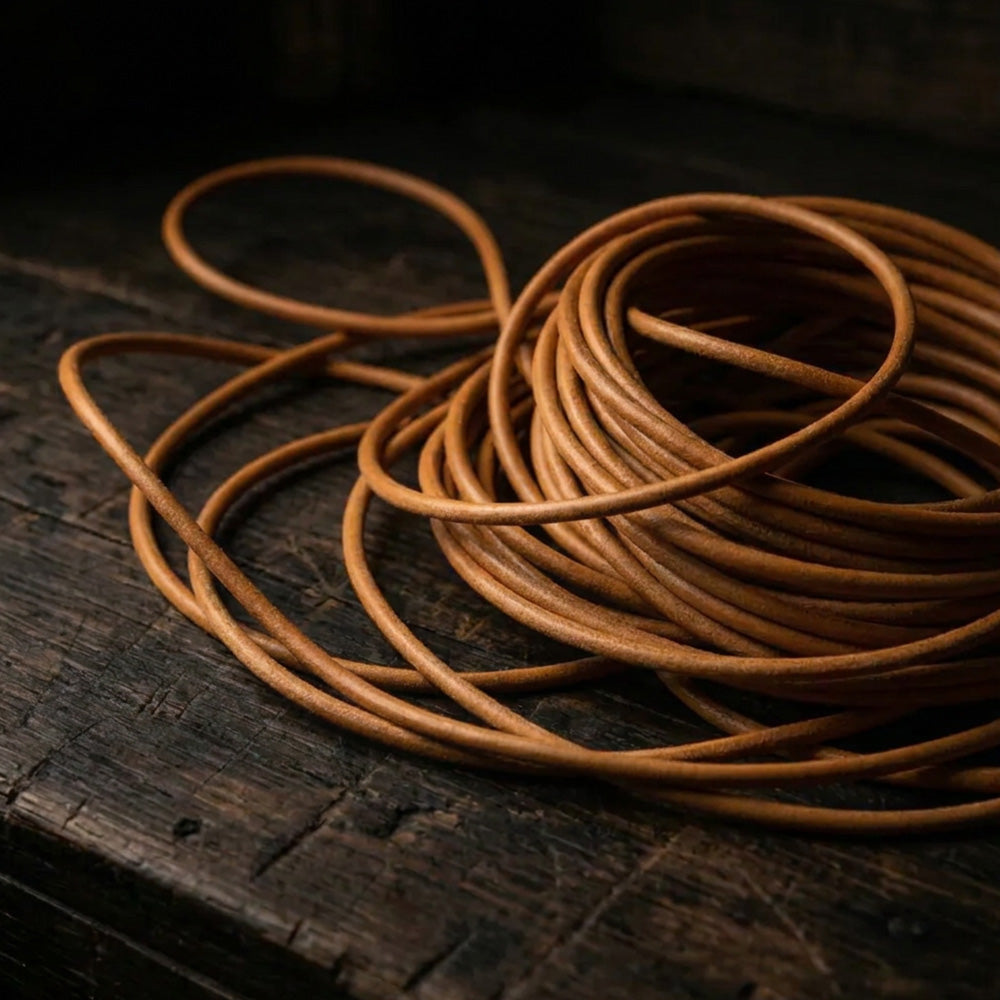 Rzemień skórzany 2/3/4/5mm okrągły 100cm - Tan