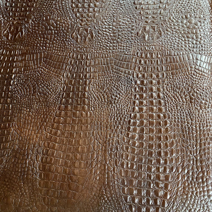 Skóra bydlęca licowa garbowana roślinnie 1.3 mm tłoczona w krokodyla - Brązowa – CraftPoint