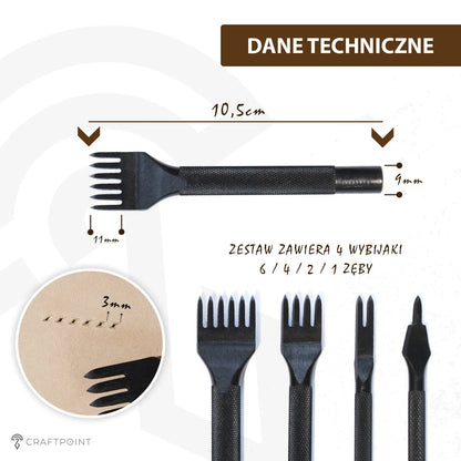 Wybijaki do otworów pod szew 3mm - zestaw 4 sztuk – CraftPoint
