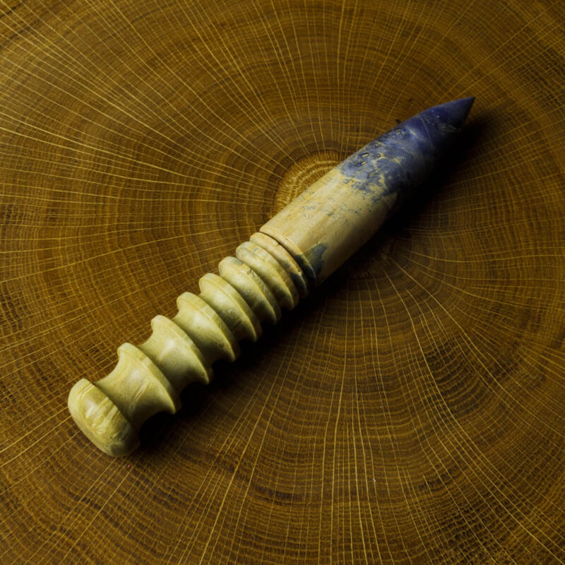 Wood slicker z drewna stabilizowanego niebiesko żółty